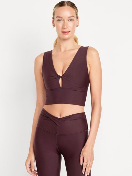 Light Support PowerSoft Twist Longline Sports Bra | Old Navy (US)