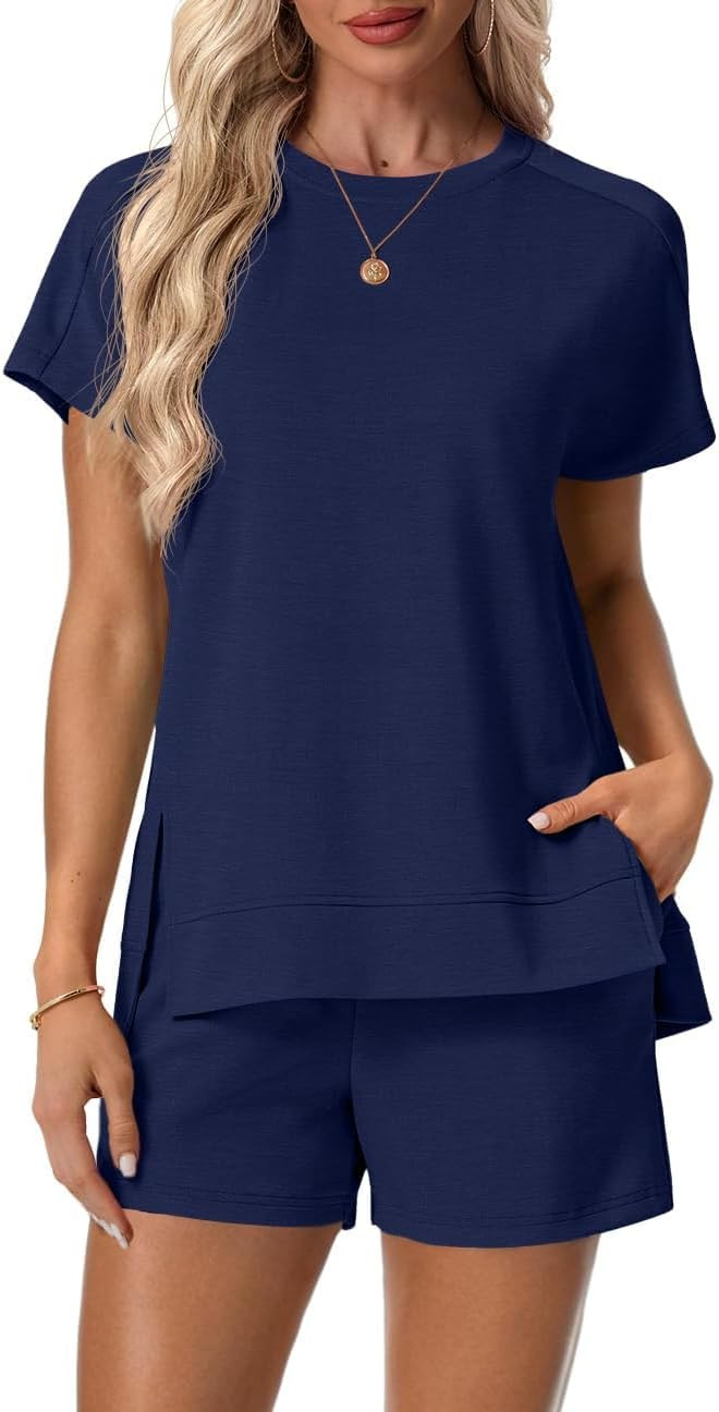 Lepunuo Shorts Sets Women 2 Piece Outfits Summer Tracksuit Travel Outfits | Amazon (US)