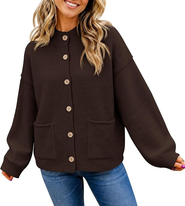 Saodimallsu Womens 2026 Fall Cardigans Button Up Long Sleeve Open Front Loose Soft Knit Sweater J... | Amazon (US)