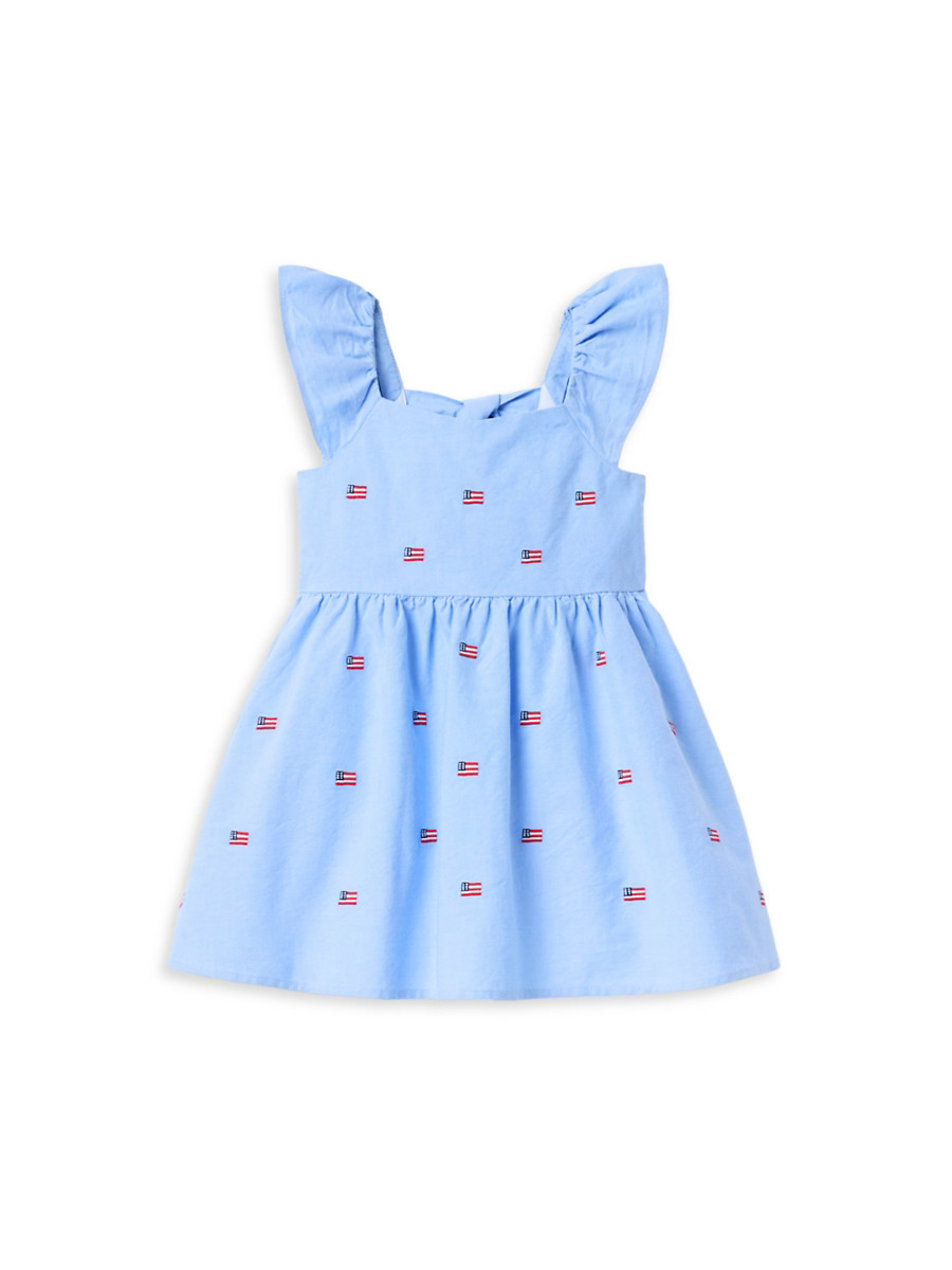 Little Girl's & Girl's Embroidered Flag Dress - Blue - Size 12 | Saks Fifth Avenue