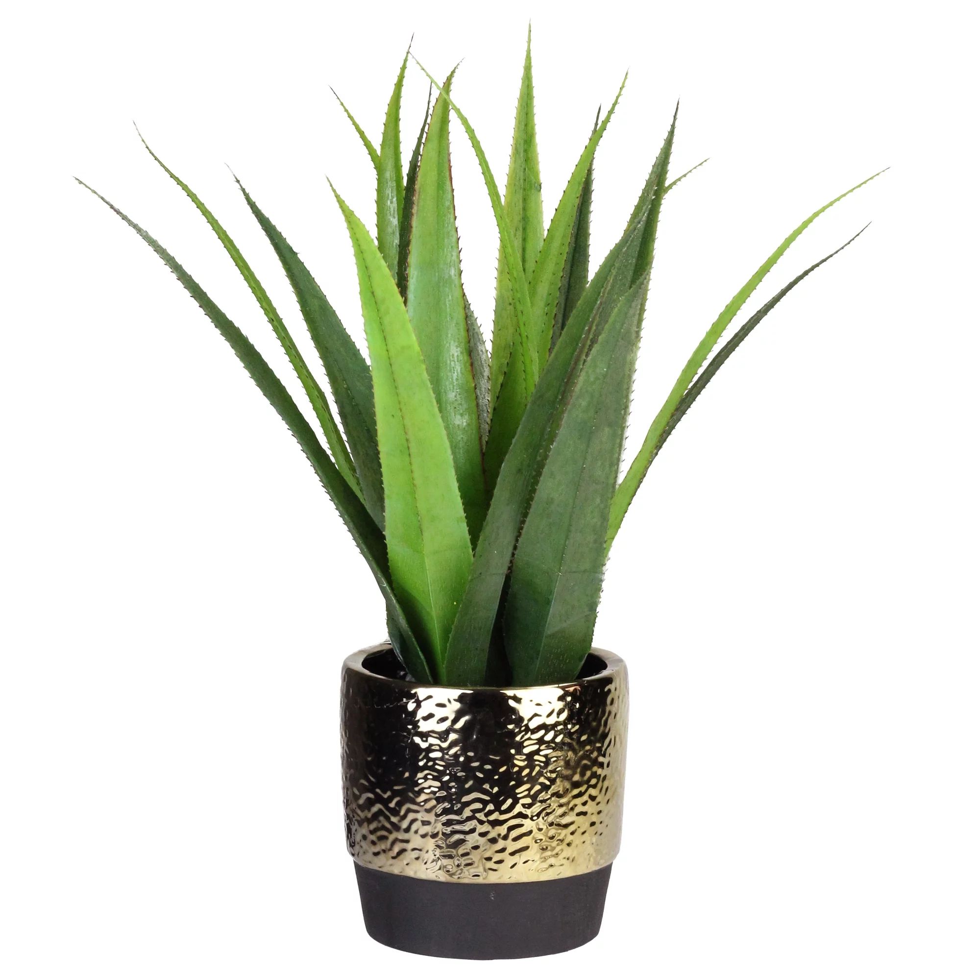 Northlight 17" Agave Succulent Artificial Potted Plant - Green/Gold | Walmart (US)