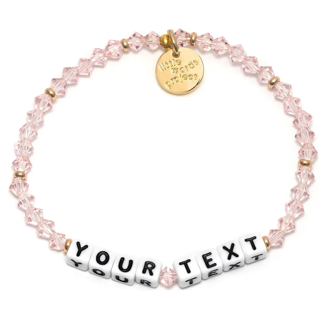 Little Words Project Rose Crystal Custom Beaded Stretch Bracelet in Pink at Nordstrom, Size Medium | Nordstrom