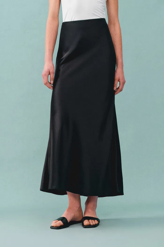 Moon Black Skirt in Premium Silky Satin | Fabrique