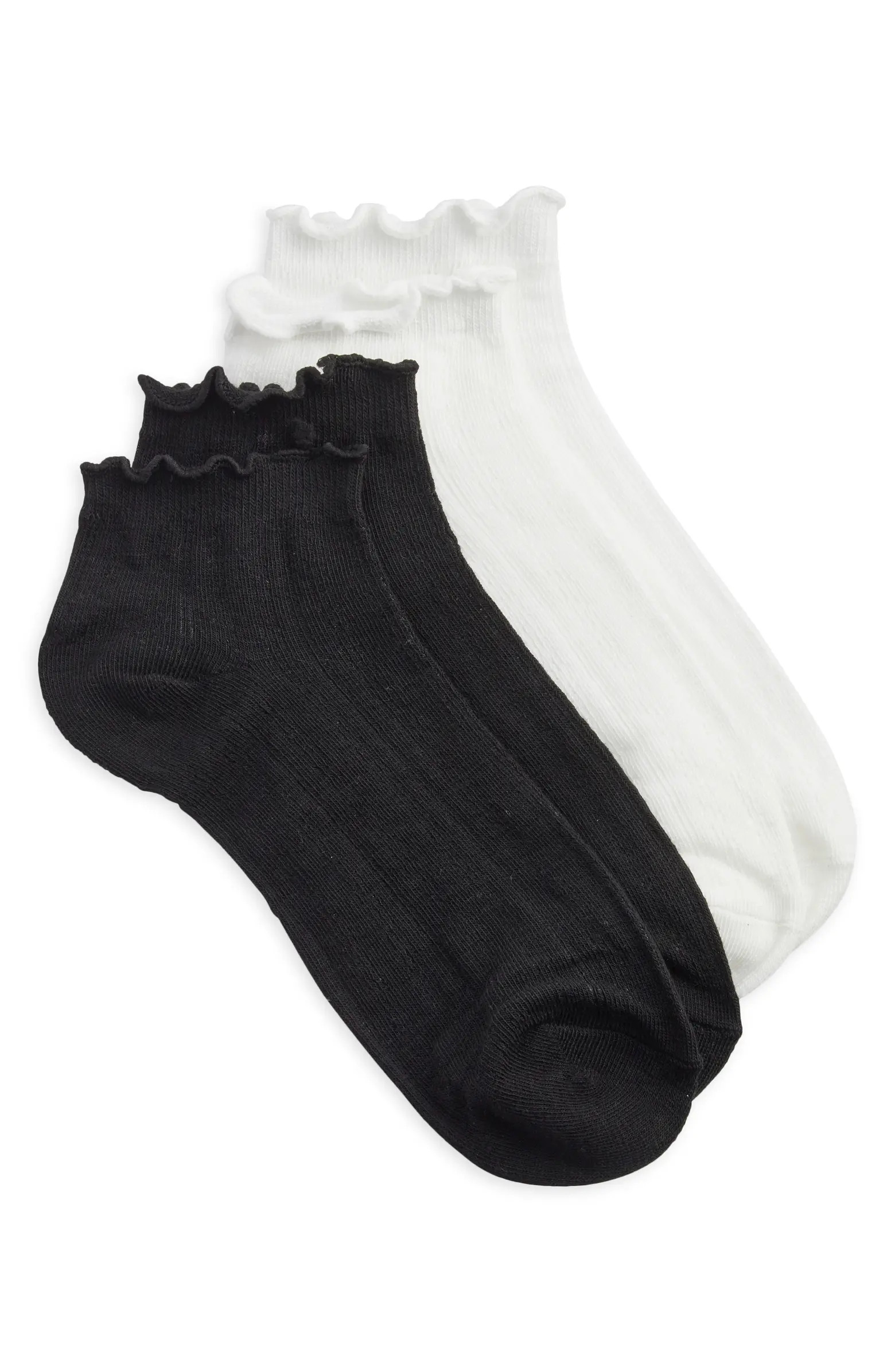 2-Pack Micro Pointelle Ruffle Ankle Socks | Nordstrom