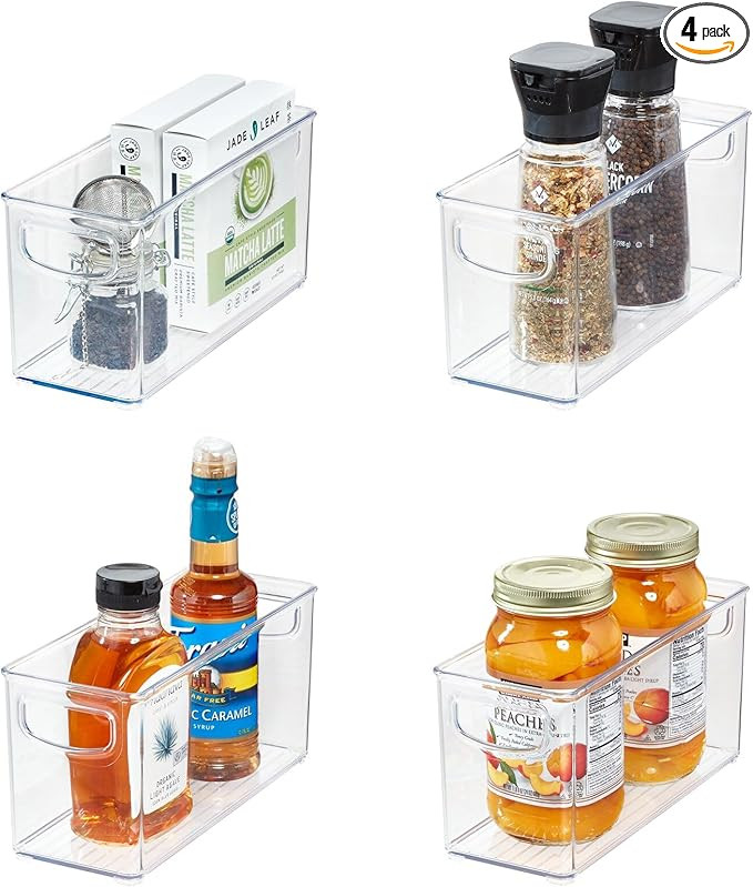 iDesign Stackable Pantry Bins with Handles for Cabinets or Fridge, Set of 4, Clear, Made in USA | Amazon (US)