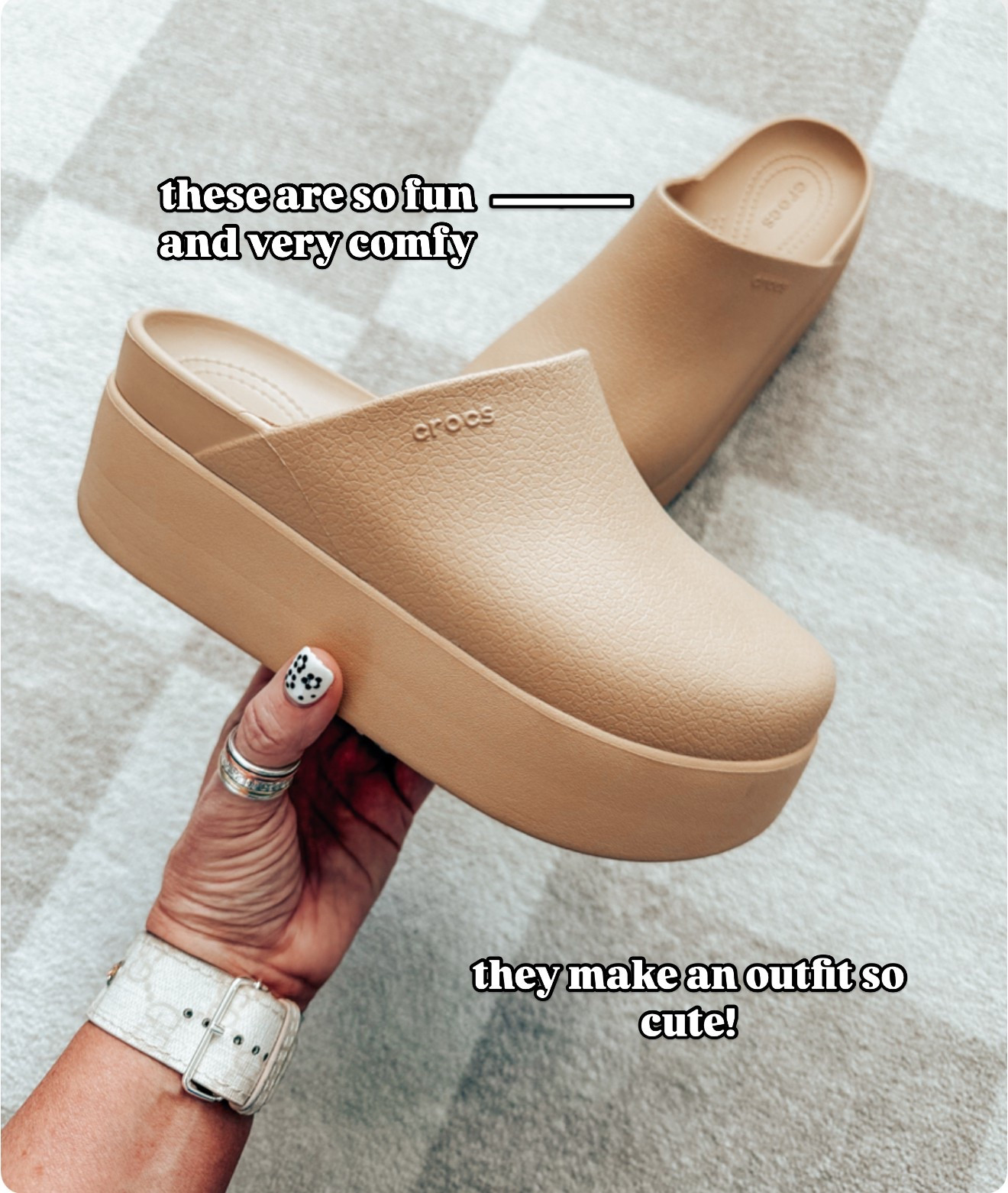 These crocs are the BEST! Love the chunky sole and how comfy they are! I size down in them  

#LTKStyleTip #LTKOver40 #LTKShoeCrush