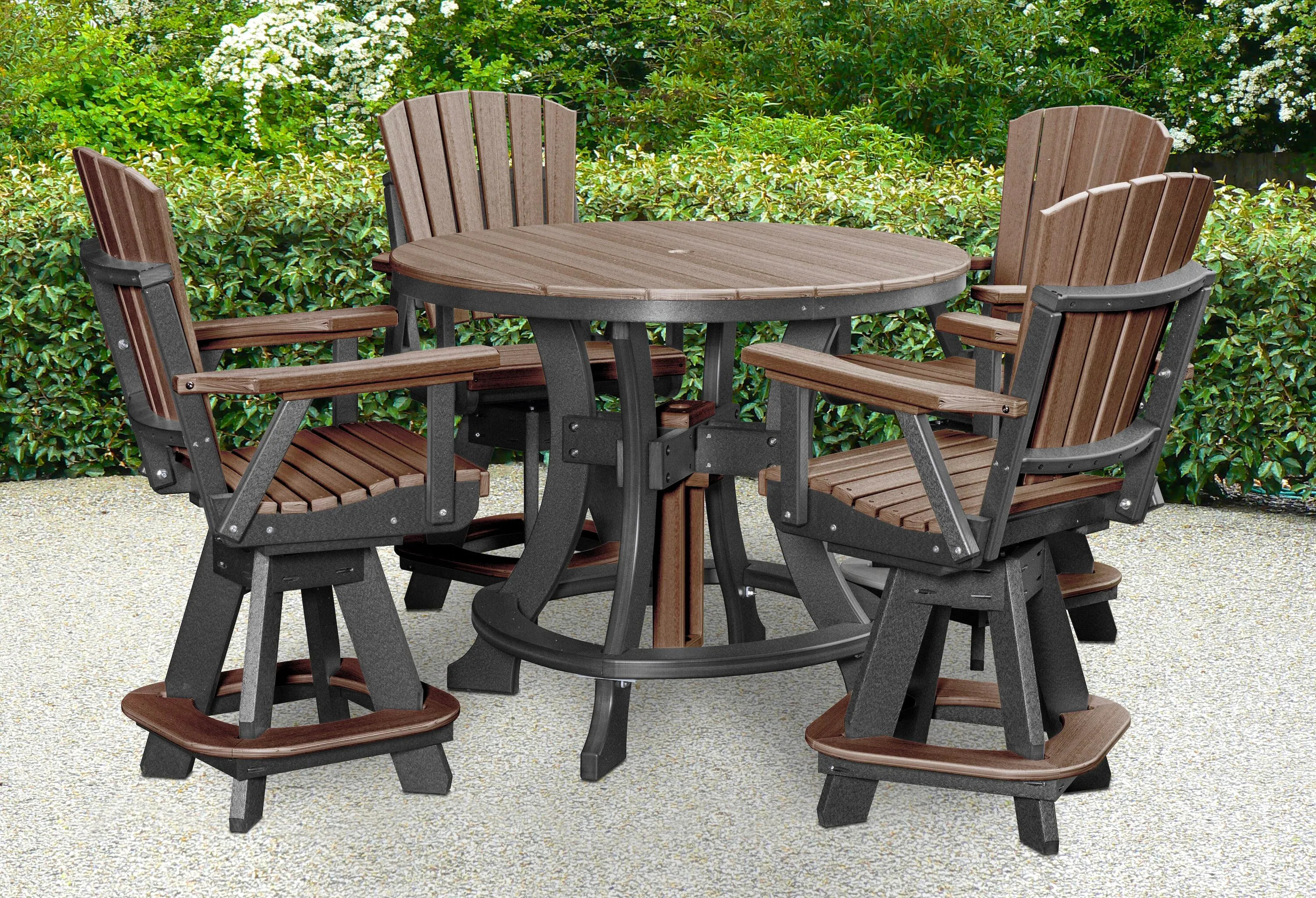 American Furniture Classics Adirondack 5 -Piece Black Counter height HDPE Round Table with 4 Swivel Chairs one_size | CR130BZBK-K | Lowe's