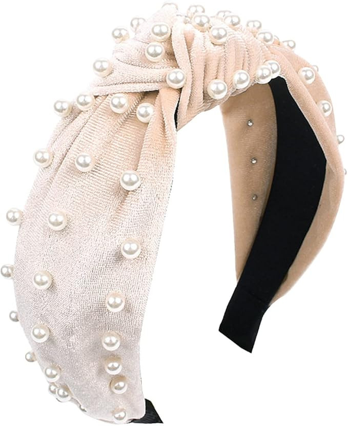 Hair Headband Headband Knotted Pearl Gold Accessories Pearl Ve-lvet Ve-lvet Hair Clip Hair Clips ... | Amazon (US)