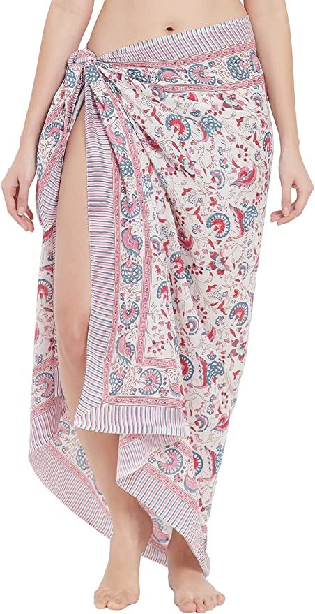 parihan Swimsuit Beach Sarong Cover Ups for Swimwear Women-Hand Print Wrap Skirt | Amazon (US)