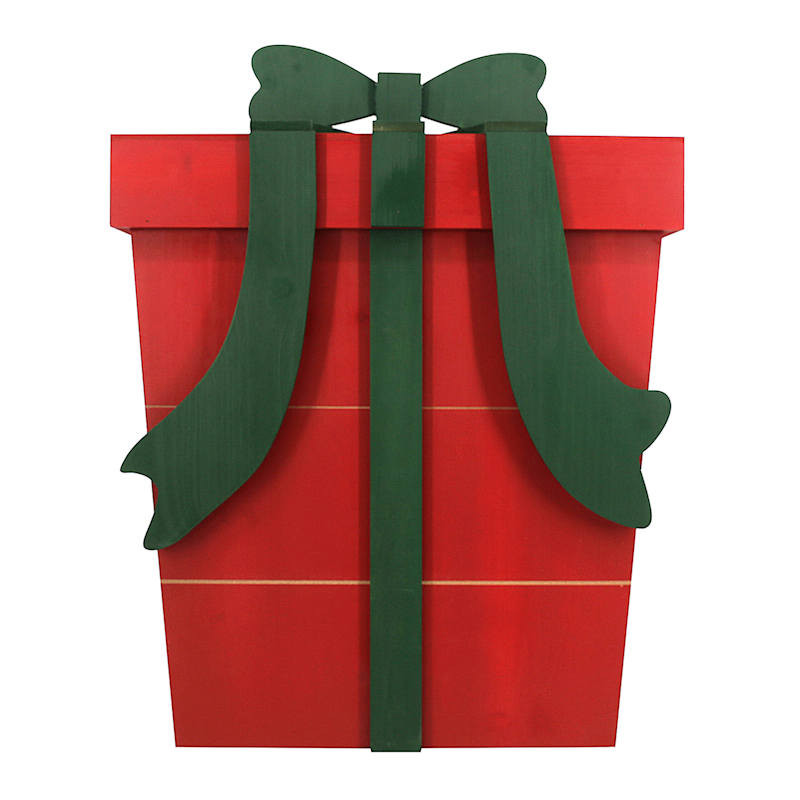 Red Giftbox with Green Bow, 24" | At Home