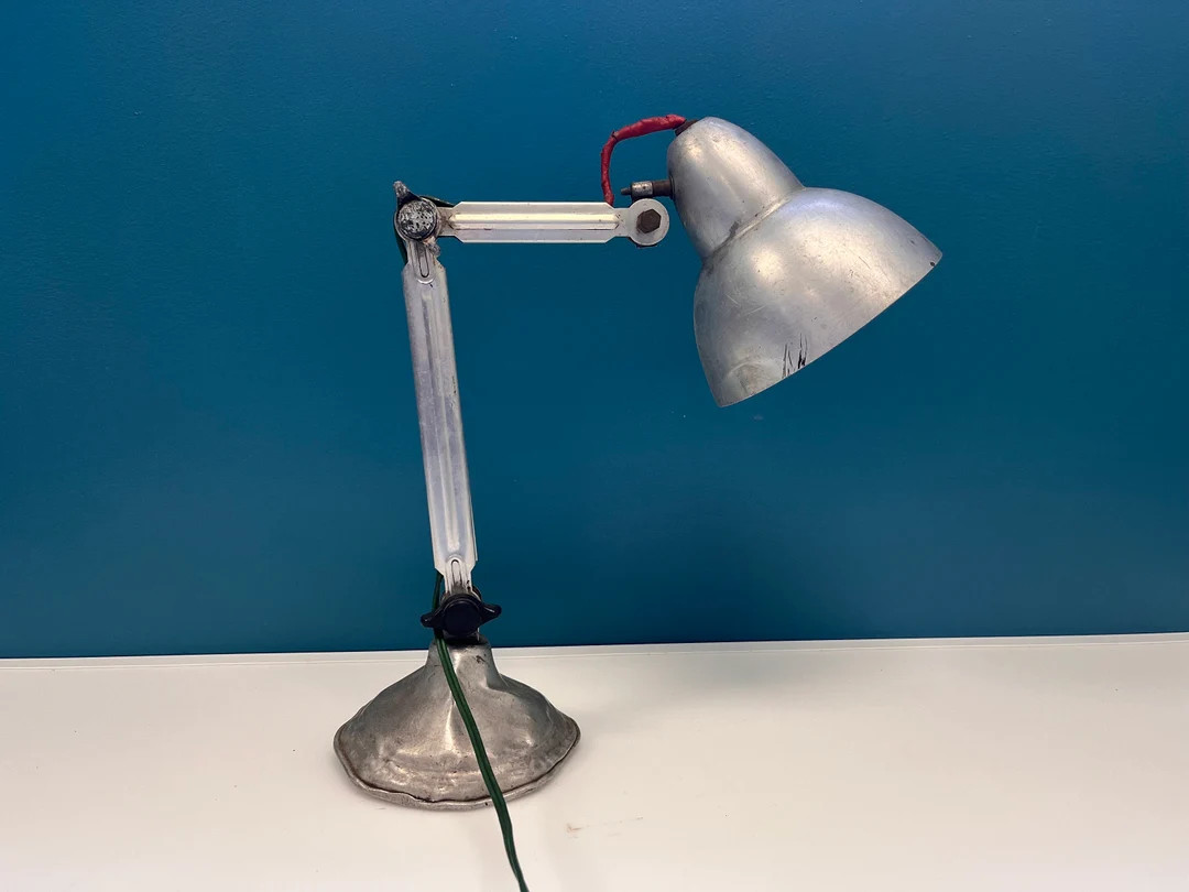 Vintage French Angle Poise Lamp Freestanding Retro Desk Lamp Rustic Metal Silver - Etsy UK | Etsy (UK)