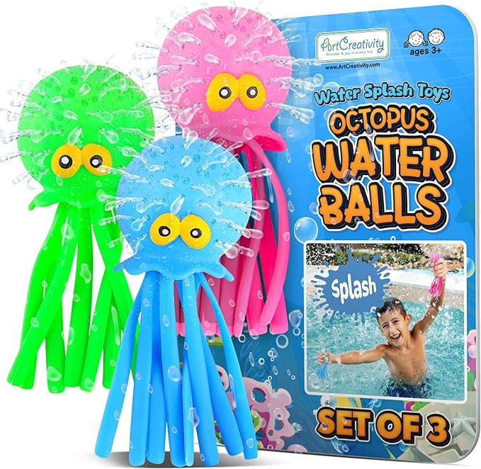 ArtCreativity Octopus Water Balls (Pack of 3), Pool Toys for Toddlers 1-3, Sensory Stress Relief ... | Amazon (US)