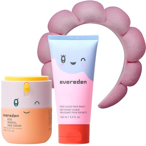 Evereden Kids Healthy Morning Duo Spa Headband for Girls: Clean & Vegan Skin Care Bundle | Cloud Face Wash + SPF 20 Mineral Face Cream | Non-Toxic | Easy-to-Use Skincare | Amazon (US)