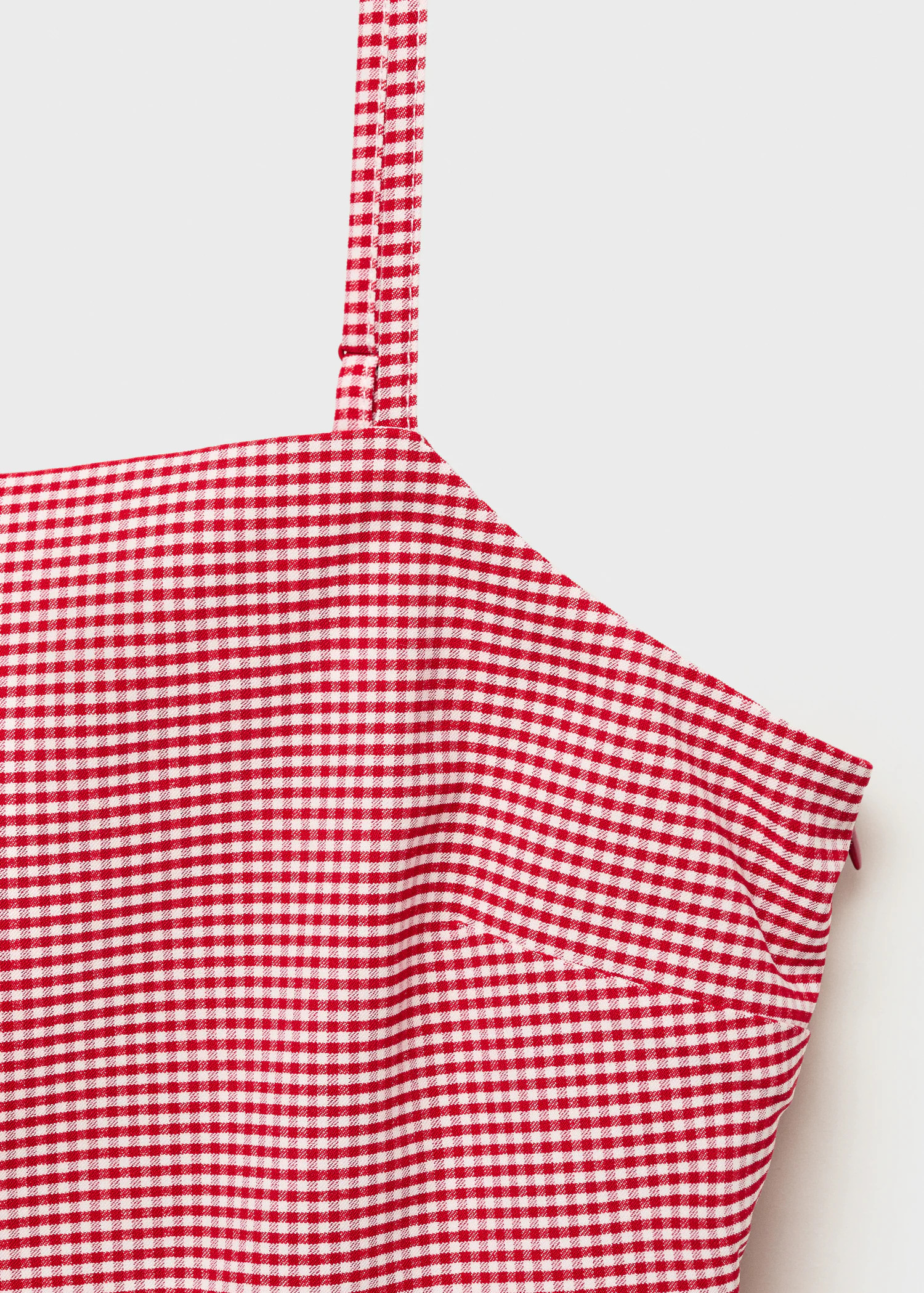 Gingham-check top with ruffle - Women | MANGO USA | Mango (US/MX/AU)