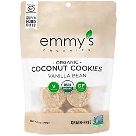 Emmy's Organics Coconut Cookies, Vanilla Bean, 1.5 oz (Pack of 12) | Gluten-Free Organic Cookies, Ve | Amazon (US)