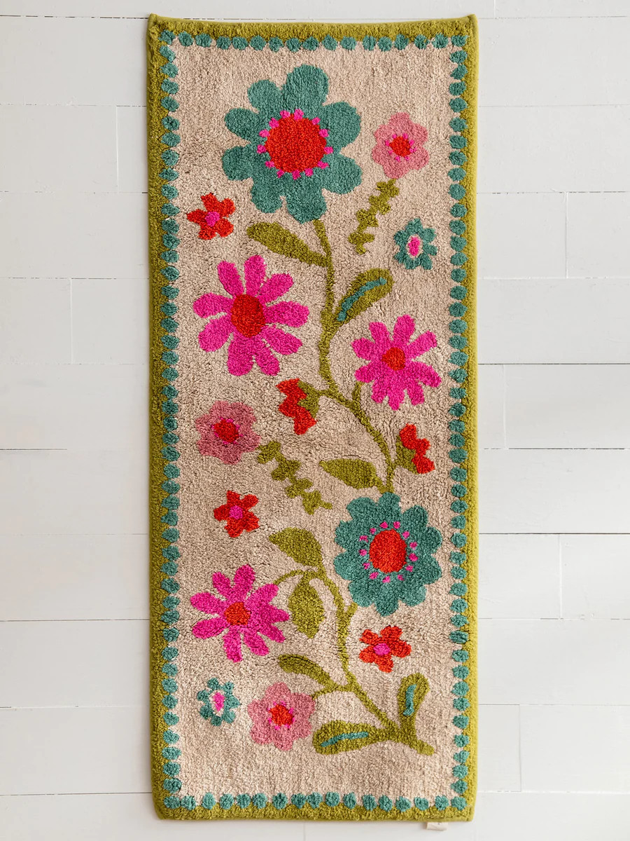 Tufted Runner Bath Mat - Pink Floral | Natural Life