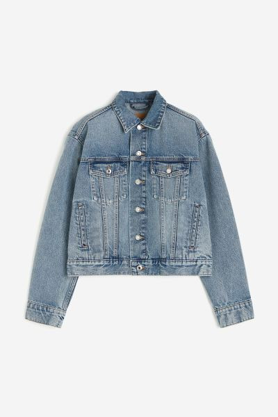 Short denim jacket - Denim blue - Ladies | H&M GB | H&M (UK, MY, IN, SG, PH, TW, HK)