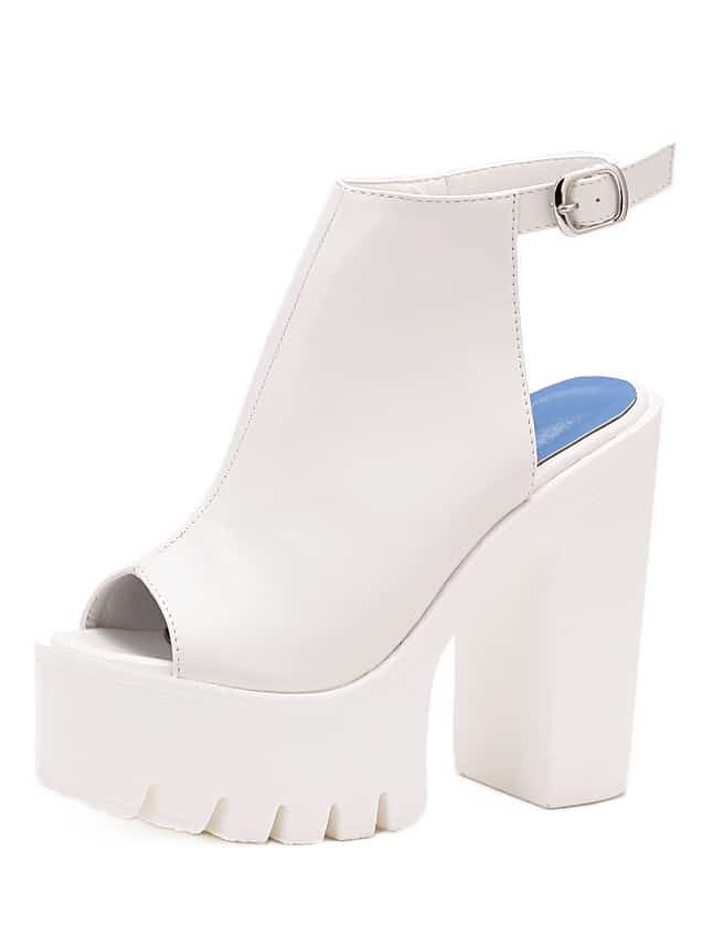 White Lug Sole Chunky Mule Sandals | Romwe