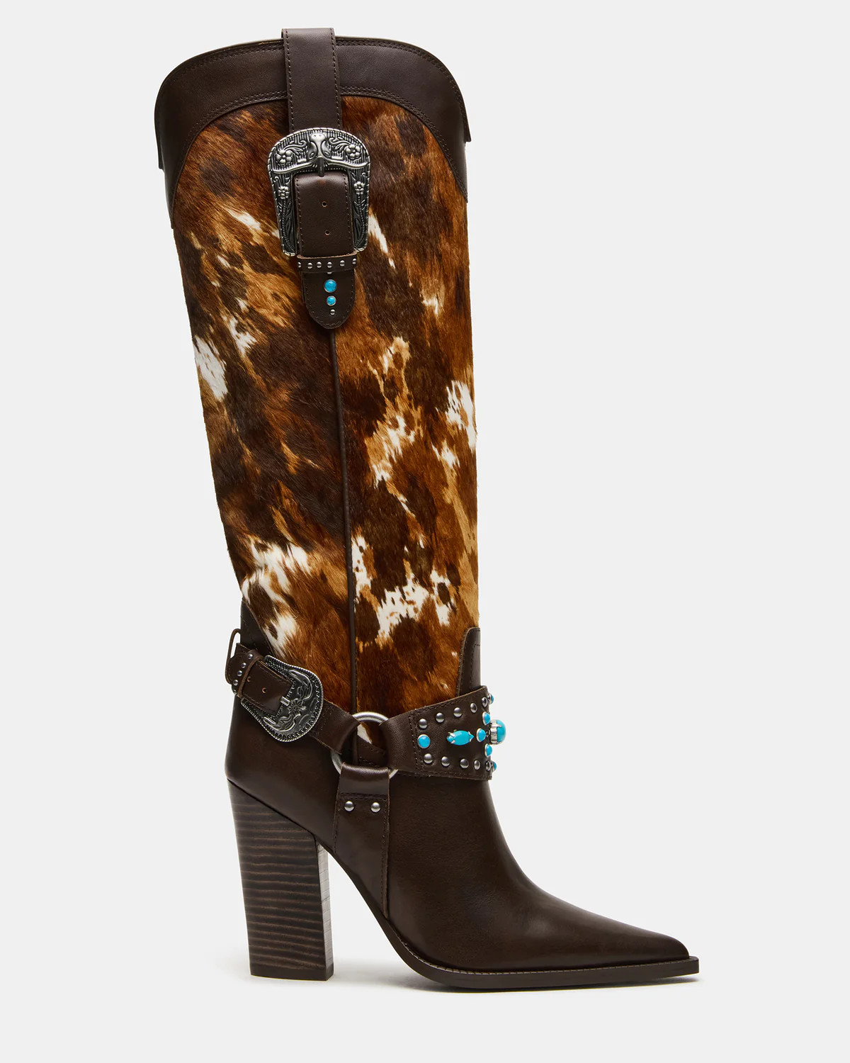 KOLT-H Brown Multi Pointed-Toe Knee-High Western Block Heel Women's Boot | Steve Madden (US)
