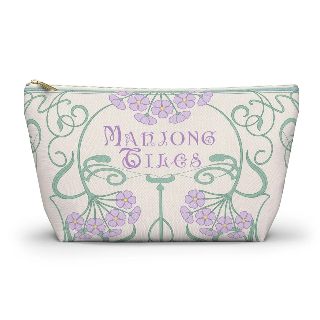 Parisian Floral Mahjong tile bag, Purple flower Mahjong bag, Tile pouch, Mahj bag, Art Nouveau ma... | Etsy (US)