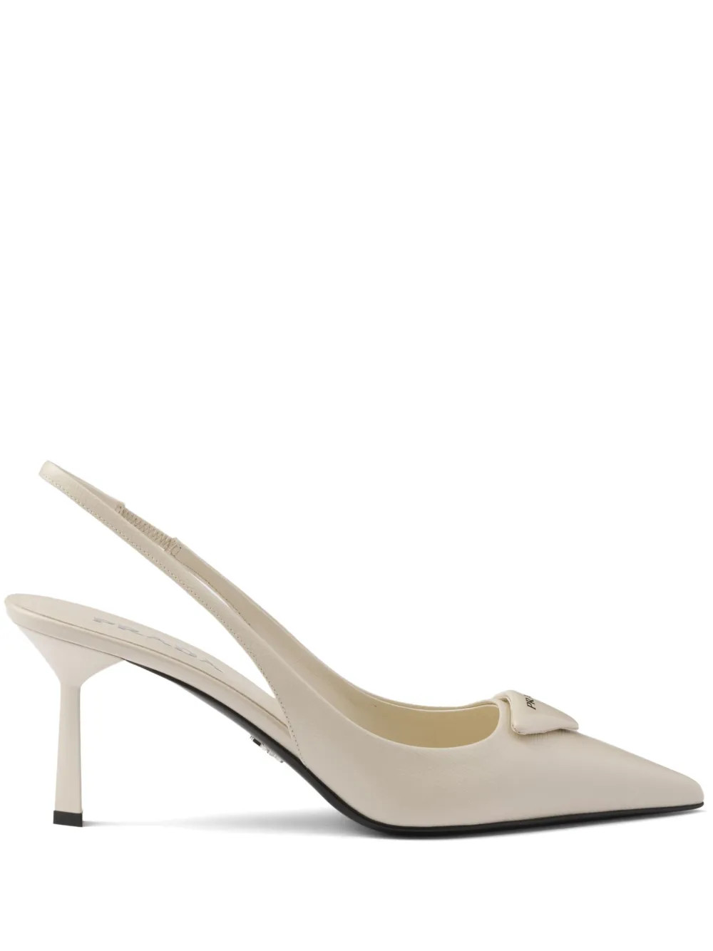 Prada 75mm Leather Slingback Pumps | Neutrals | FARFETCH UK | Farfetch Global