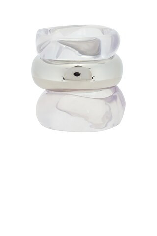 Epifene Liquid Resin Bangles Set Of 3 in Clear & Silver from Revolve.com | Revolve Clothing (Global)