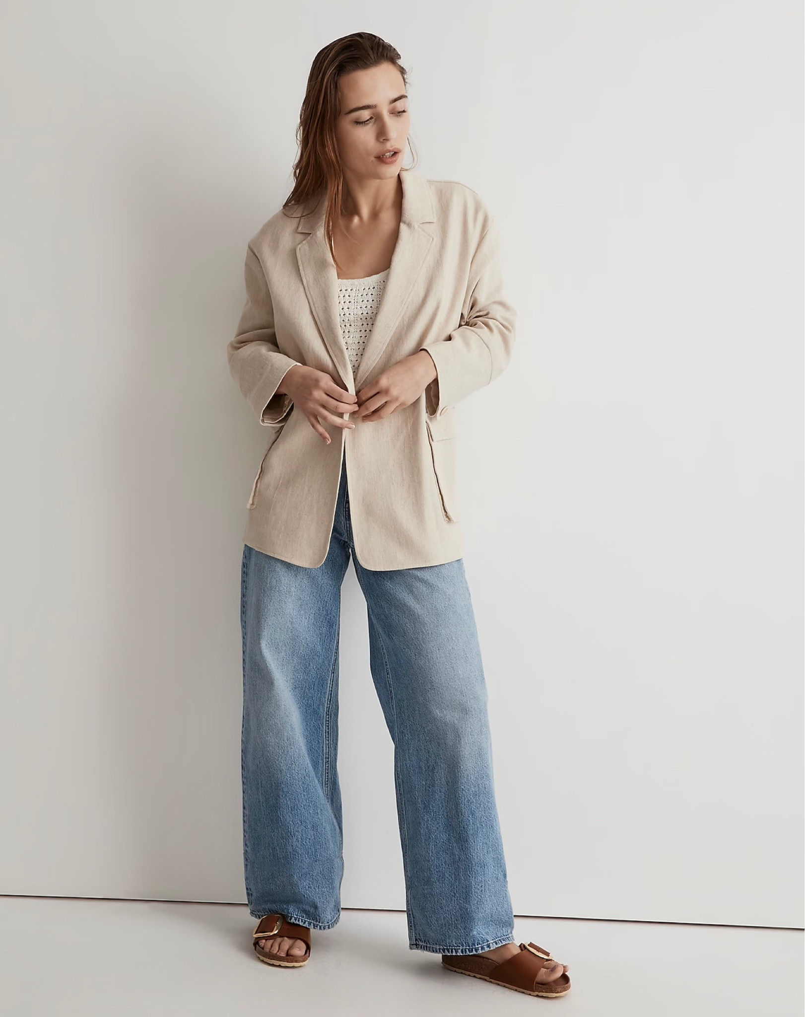 Cropped textured jacket curated on LTK in 2023  Linen blend shirt, Hermes  bolide, Textured jacket