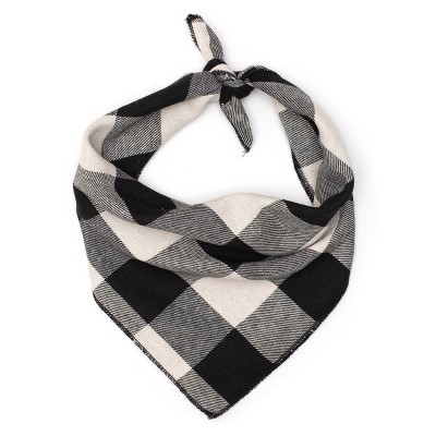 The Worthy Dog Plaid Classic Square Tie-On Bandana - Black/White - S | Target