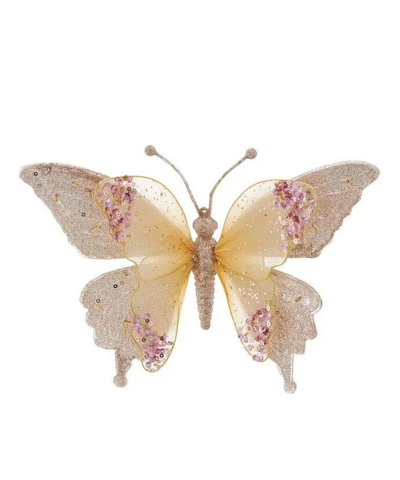 Large Gold & Pink LACE BUTTERFLY Clip Ornament by Kurt Adler | Walmart (US)