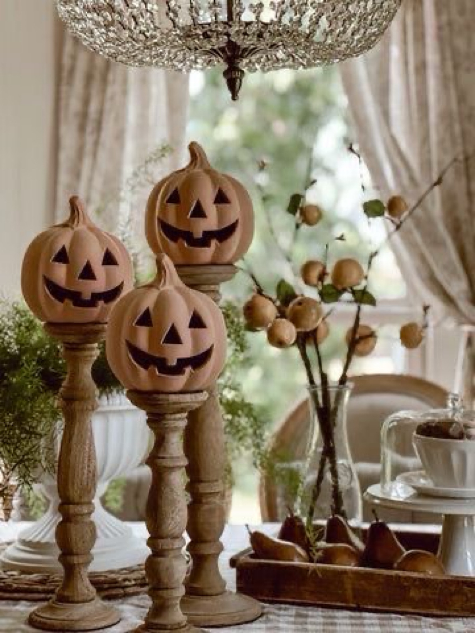 Pottery Barn Terracotta pumpkins displayed as fall centerpieces and beautiful fall decor. 

#LTKSeasonal #LTKHome