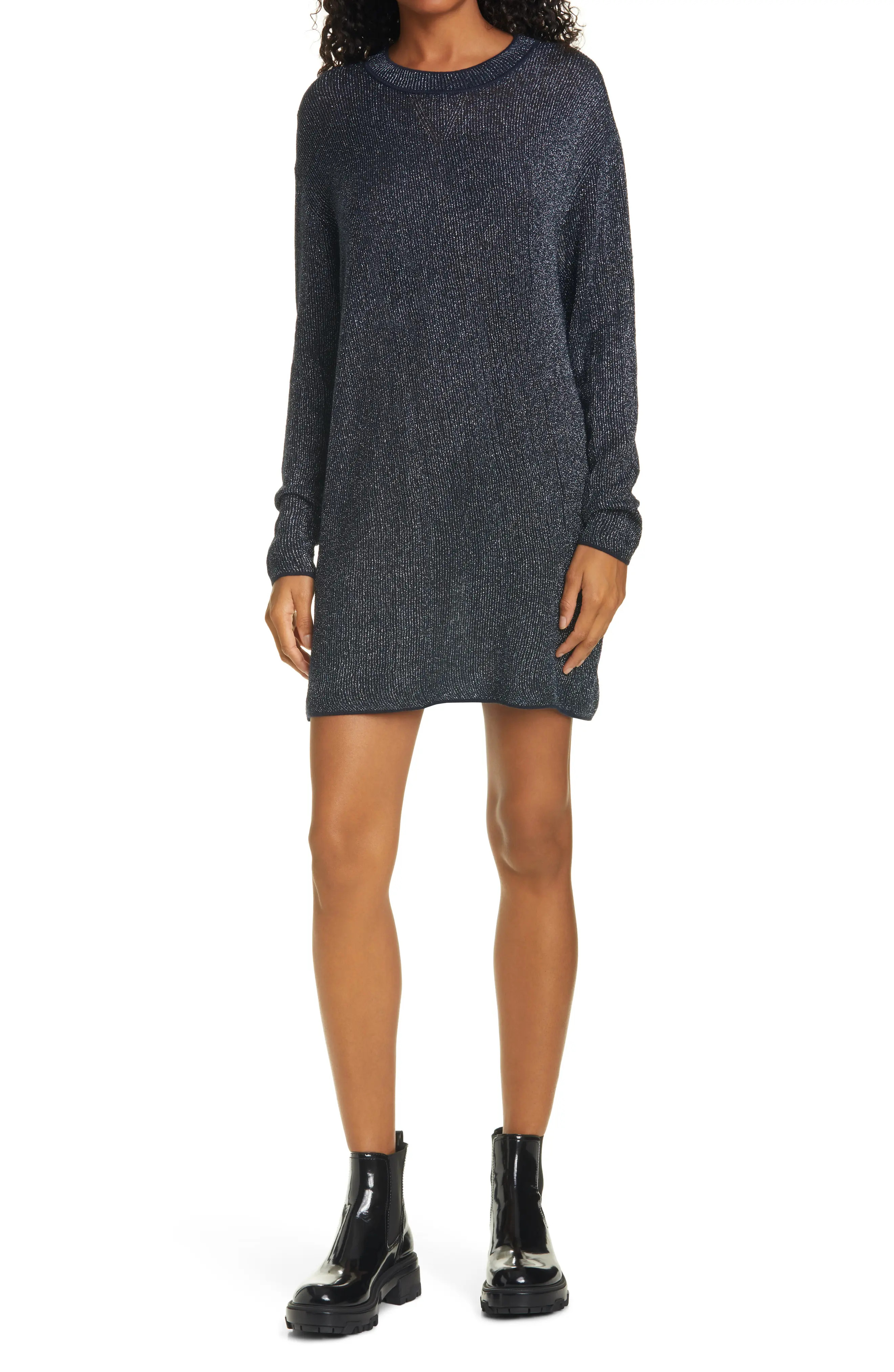 Women's Rag & Bone Cherie Long Sleeve Wool Blend Sweater Minidress, Size Medium - Blue | Nordstrom