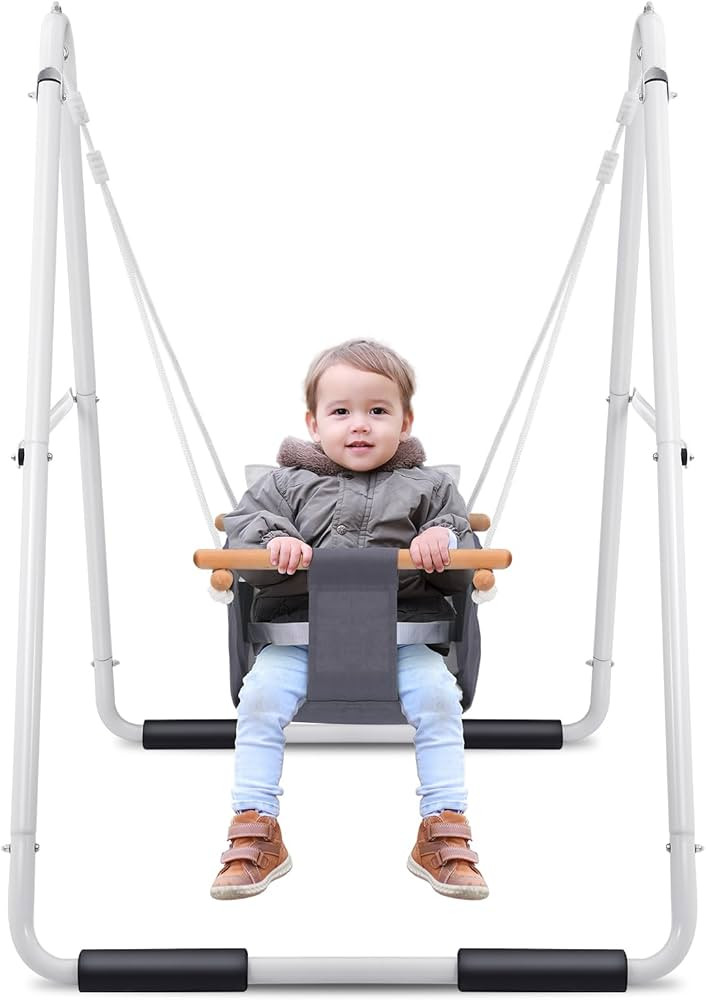 Hapfan Toddler Swing with Foldable Heavy Duty Stand, Baby Swing Set for Indoor Outdoor | Amazon (US)