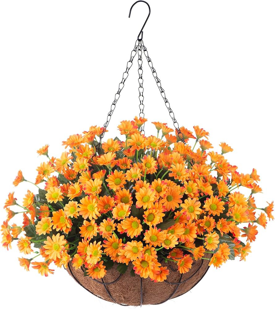 Artificial Hanging Flowers in Basket for Patio Garden Porch Deck Spring Summer Decoration, Faux D... | Amazon (US)
