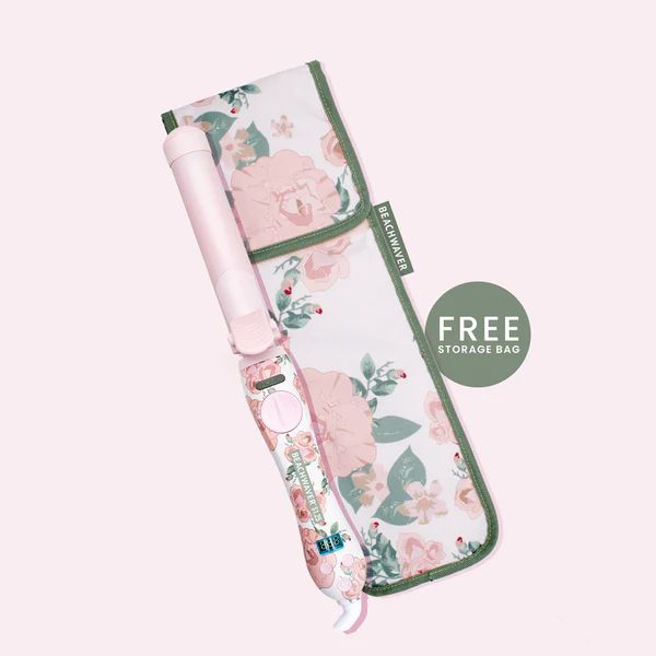 Floral Beachwaver S1.25 Rotating Curling Iron with FREE matching floral storage pouch | Beachwaver Co