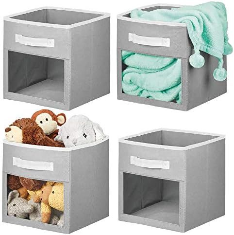 mDesign Soft Fabric Closet Storage Organizer Cube Bin Box, Clear Window and Handle - for Child/Ki... | Amazon (US)