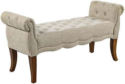HOMCOM Traditional Style Entryway Bed End Shoe Bench with Button Tufted and Rounded Arm for Livin... | Amazon (US)