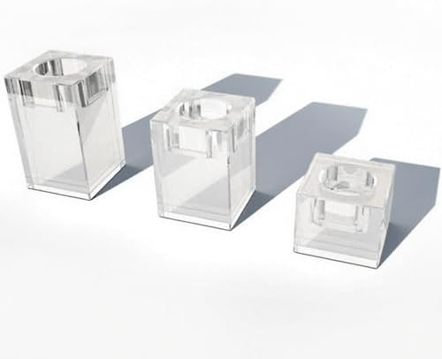 3 Pcs Clear Crystal Candle Holders Set, Square Tea Light Holders - Premium Artificial Crystal Wed... | Amazon (US)