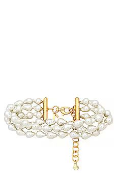 Lele Sadoughi Jackie Pearl Triple Row Choker in Pearl from Revolve.com | Revolve Clothing (Global)