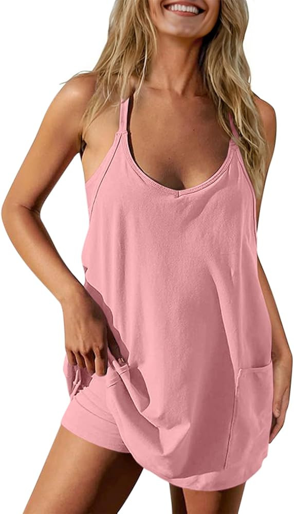 TARSE Athletic Dress for Women Casual Sleeveless Spaghetti Strap Sundress Workout Short Tennis Dr... | Amazon (US)