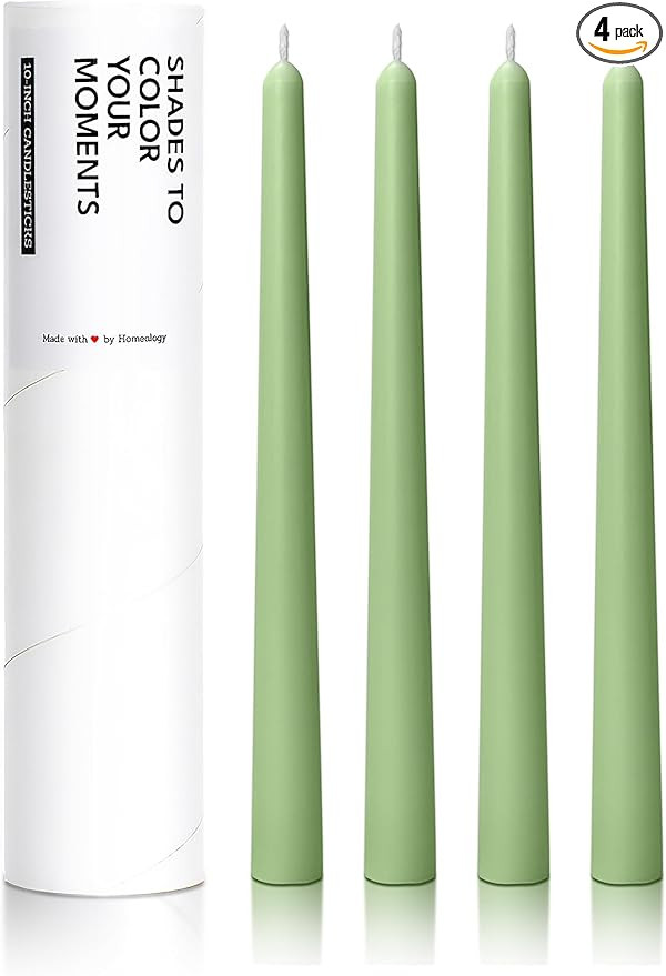 10" Classic Taper Candles, Spring Green, 4-Pack, 7-8 Hours Long Burning, Unscented Tall Candlesti... | Amazon (US)