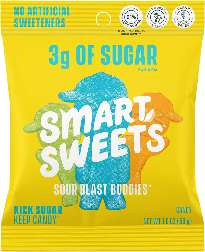 SmartSweets Sour Blast Buddies, Low Sugar Gummy Candy (3g), Low Calorie (130), Gluten-Free -1.8oz... | Amazon (US)