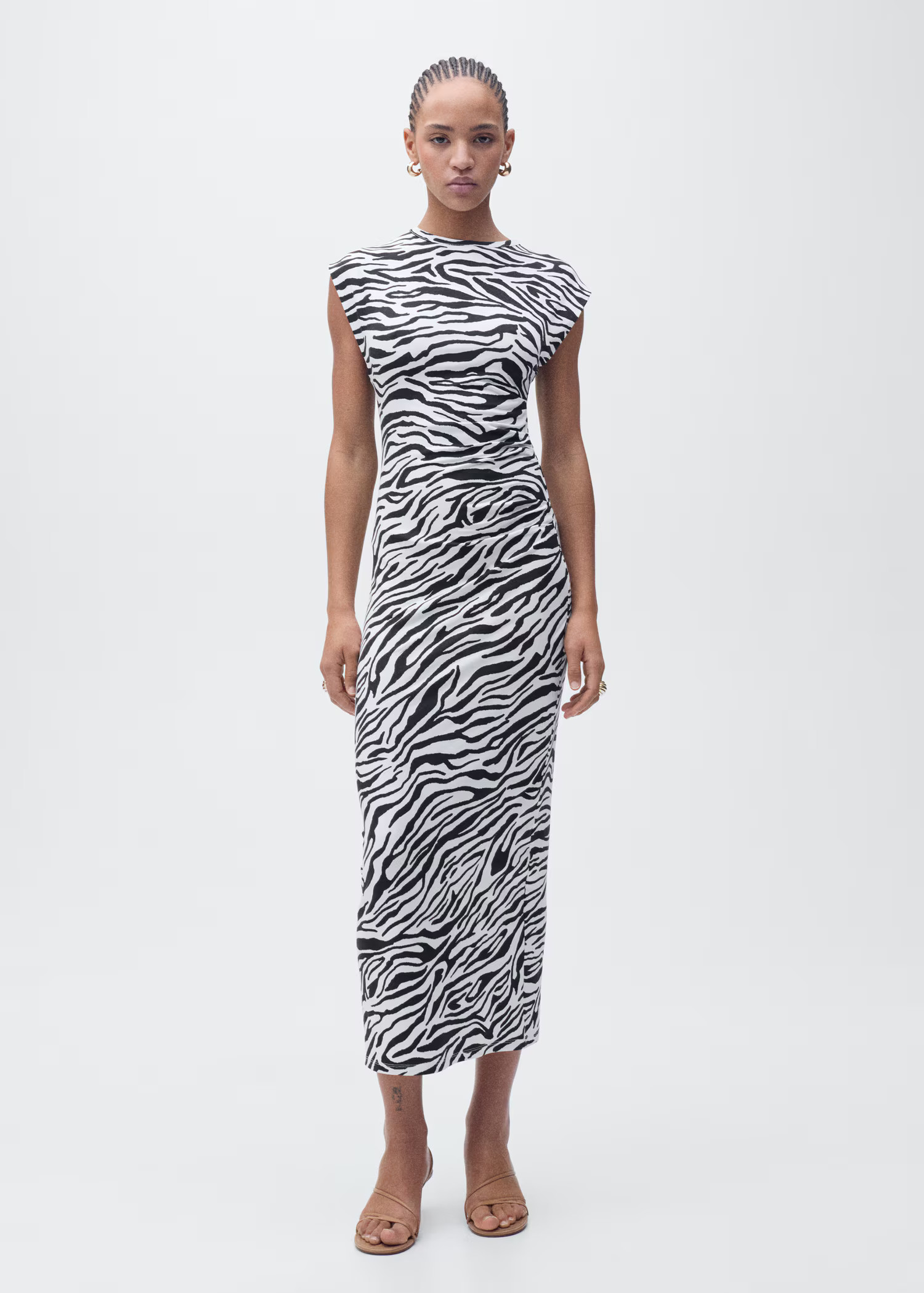 Zebra-print fitted midi-dress | Mango (US/MX/AU)