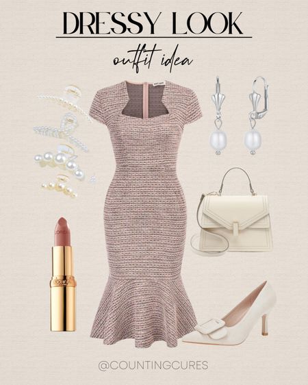 Here's a dressy look idea for any occasion - a mermaid-cut midi dress, pointed white pumps, and a white handbag. Pair them with pearly accessories to complete your look!
#amazonfinds #hairaccessories #styleinpo #trendydresses

#LTKbeauty #LTKstyletip #LTKitbag