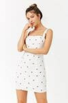Linen-Blend Cherry-Embroidered Dress | Forever 21 (US)