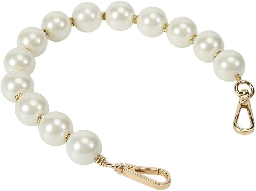 Elegant Bead Pearl Handle Strap Chain Charms Accessory for Women Handbag,Purse,Clutch (Gold) | Amazon (US)