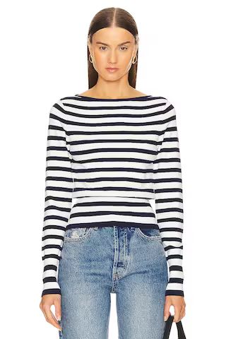 L'Academie by Marianna Marisole Striped Sweater in Navy & White from Revolve.com | Revolve Clothing (Global)