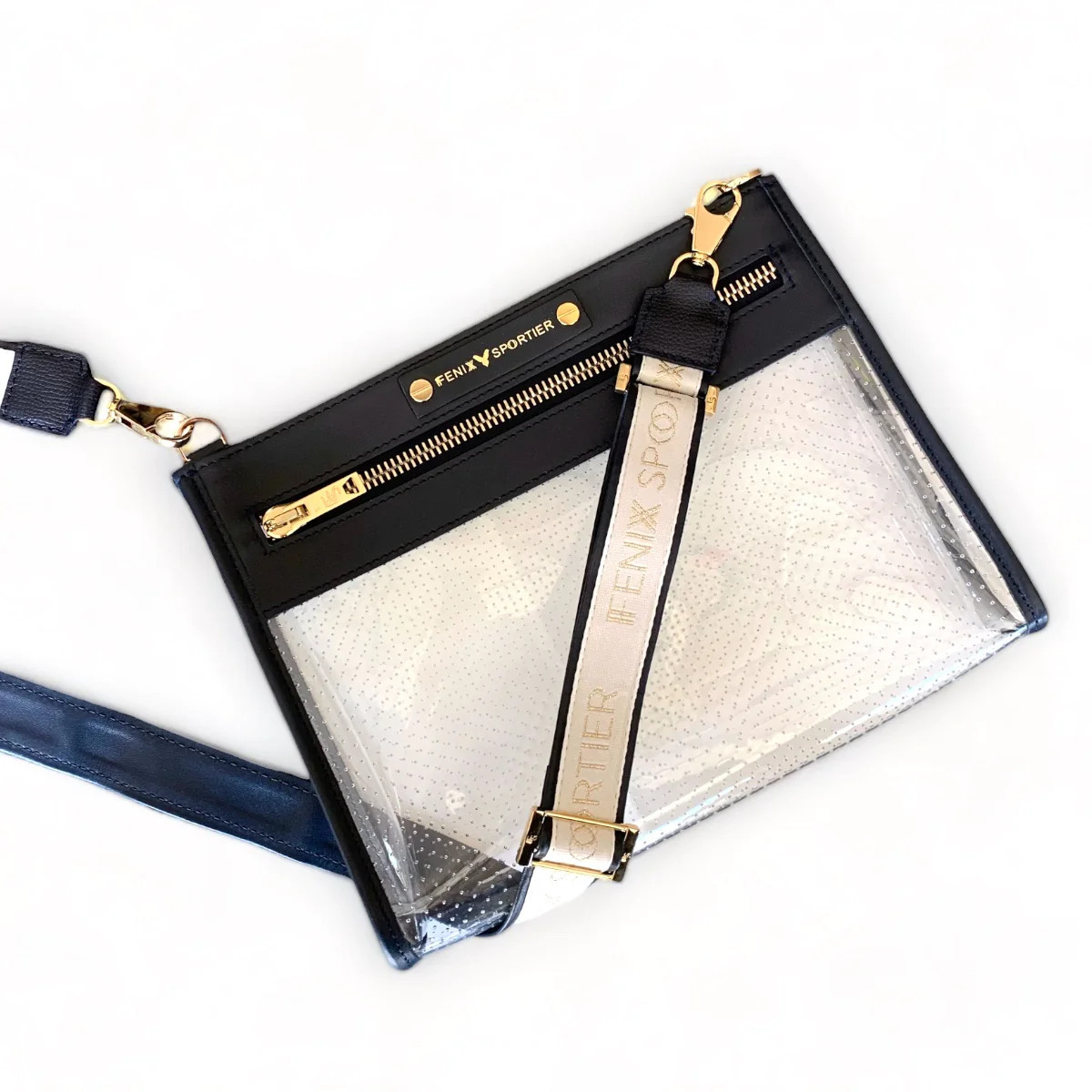 Front Row Bag - Navy Leather / Clear PVC | Fenix Sportier