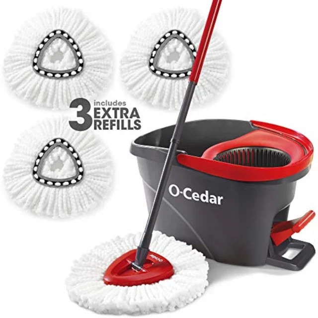o-cedar easywring microfiber spin mop & bucket floor cleaning system with 3 extra refills | Walmart (US)