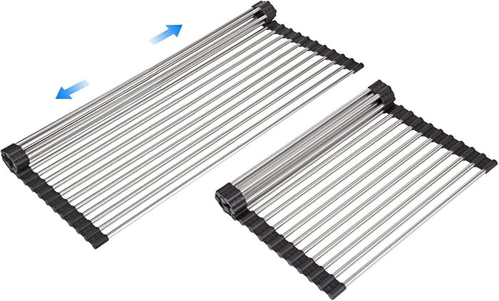 Large Telescopic Drain Rack Roll Up Rack Heat-Resistant Dish Drainer Kitchen Sink Rack Over The S... | Amazon (US)