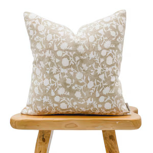 Designer Floral Tan Beige on off White Linen Pillow Cover Tan | Etsy | Etsy (US)